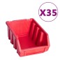 vidaXL Kit de cajas de almacenaje 141 pzas paneles de pared rojo/negro vidaXL Kit de cajas de almacenaje 141 pzas paneles de pared rojo/negro