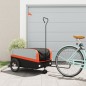 vidaXL Remolque para bicicleta hierro negro y naranja 45 kg vidaXL Remolque para bicicleta hierro negro y naranja 45 kg