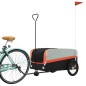 vidaXL Remolque para bicicleta hierro negro y naranja 45 kg vidaXL Remolque para bicicleta hierro negro y naranja 45 kg