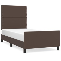 vidaXL Estructura de cama cabecero cuero sintético marrón 100x200 cm