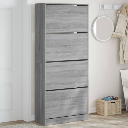 vidaXL Mueble zapatero 4 cajones abatibles gris Sonoma 80x34x187,5 cm