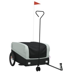 vidaXL Remolque para bicicleta hierro negro y gris 45 kg