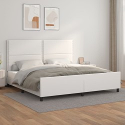 vidaXL Estructura de cama cabecero cuero sintético blanco 200x200 cm