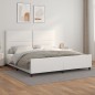 vidaXL Estructura de cama cabecero cuero sintético blanco 200x200 cm vidaXL Estructura de cama cabecero cuero sintético blanco 200x200 cm