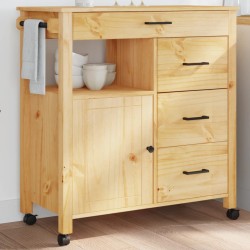vidaXL Carrito de cocina MONZA madera maciza de pino 84x40x90 cm
