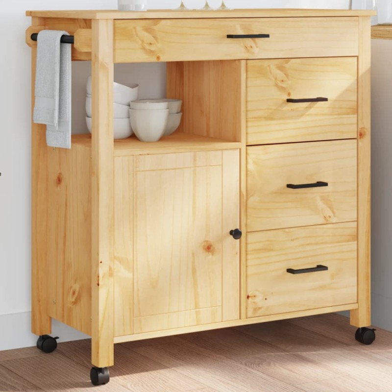 vidaXL Carrito de cocina MONZA madera maciza de pino 84x40x90 cm vidaXL Carrito de cocina MONZA madera maciza de pino 84x40x90 cm