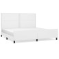 vidaXL Estructura de cama cabecero cuero sintético blanco 200x200 cm vidaXL Estructura de cama cabecero cuero sintético blanco 200x200 cm