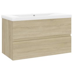 vidaXL Mueble con lavabo madera de ingeniería roble Sonoma