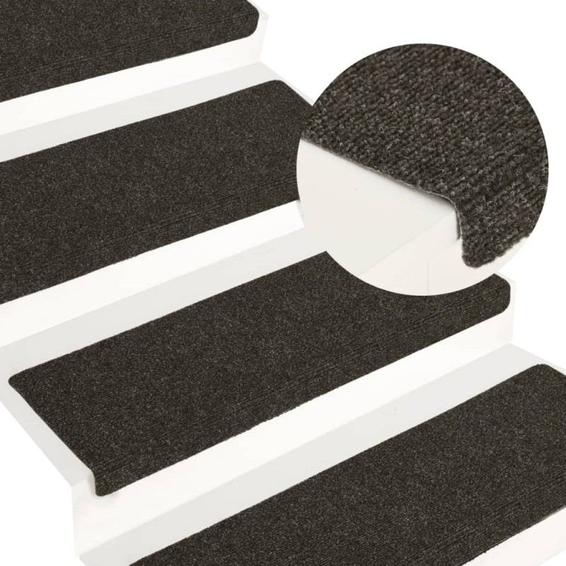 vidaXL Alfombrilla de escaleras 15 uds punzonada antracita 65x21x4 cm vidaXL Alfombrilla de escaleras 15 uds punzonada antracita 65x21x4 cm
