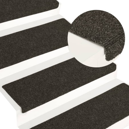 vidaXL Alfombrilla de escaleras 15 uds punzonada antracita 65x21x4 cm