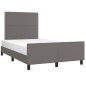 vidaXL Estructura de cama con cabecero cuero sintético gris 120x200cm vidaXL Estructura de cama con cabecero cuero sintético gris 120x200cm