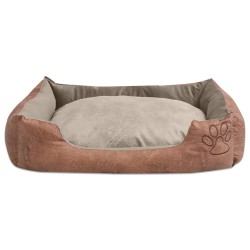 vidaXL Cama para perro con cojín PU cuero artificial talla XL beige
