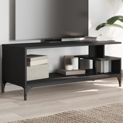 vidaXL Mueble de TV madera de ingeniería y acero negro 102x40x41 cm