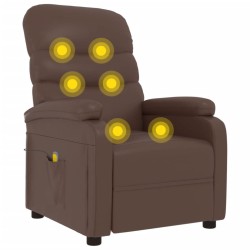 vidaXL Sillón de masaje cuero sintético marrón