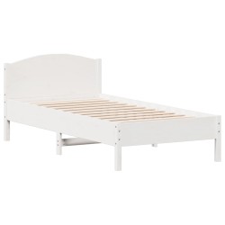vidaXL Estructura de cama con cabecero madera pino blanco 75x190 cm