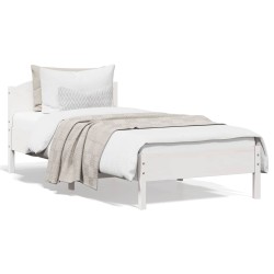 vidaXL Estructura de cama con cabecero madera de pino blanca 90x200 cm