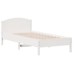 vidaXL Estructura de cama con cabecero madera de pino blanca 90x200 cm
