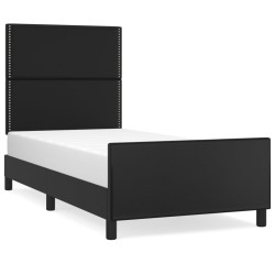 vidaXL Estructura de cama con cabecero cuero sintético negro 90x200 cm