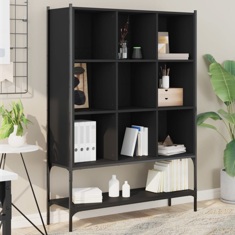 vidaXL Estantería de madera de ingeniería negra 102x30x141,5 cm vidaXL Estantería de madera de ingeniería negra 102x30x141,5 cm