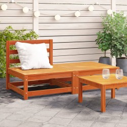 vidaXL Sofá jardín sin reposabrazos con reposapiés madera pino marrón