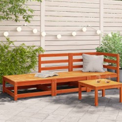 vidaXL Sofá de jardín con reposapiés 2 plazas madera pino marrón cera