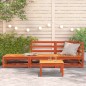 vidaXL Sofá de jardín con reposapiés 2 plazas madera pino marrón cera vidaXL Sofá de jardín con reposapiés 2 plazas madera pino marrón cera