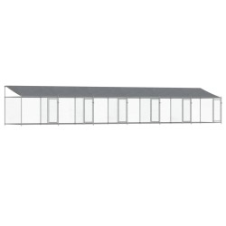 vidaXL Jaula de perros techo y puertas acero galvanizado gris 12x2x2 m