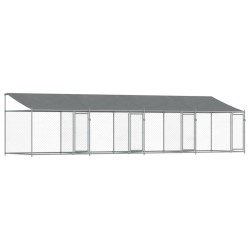 vidaXL Jaula de perros techo y puertas acero galvanizado gris 8x2x2 m