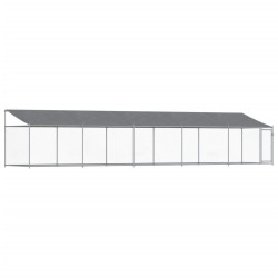 vidaXL Jaula de perros techo y puerta acero galvanizado gris 10x2x2 m