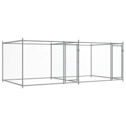 vidaXL Jaula de perros con puertas acero galvanizado gris 4x2x1,5 m