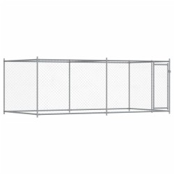 vidaXL Jaula de perros con puerta acero galvanizado gris 4x2x1,5 m