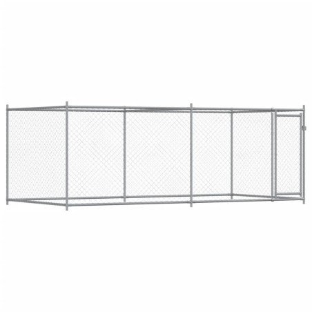 vidaXL Jaula de perros con puerta acero galvanizado gris 4x2x1,5 m