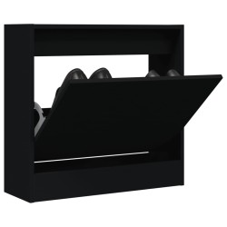 vidaXL Zapatero de madera de ingeniería negro 60x21x57 cm