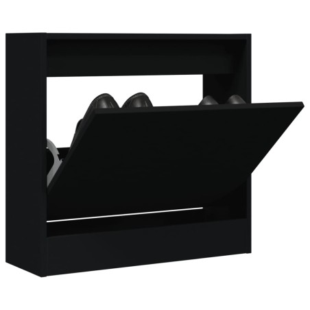 vidaXL Zapatero de madera de ingeniería negro 60x21x57 cm
