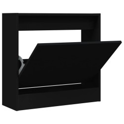 vidaXL Zapatero de madera de ingeniería negro 60x21x57 cm