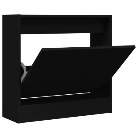 vidaXL Zapatero de madera de ingeniería negro 60x21x57 cm