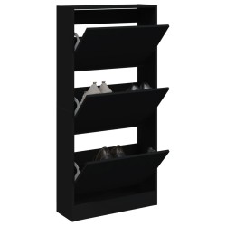 vidaXL Zapatero de madera de ingeniería negro 60x21x125,5 cm