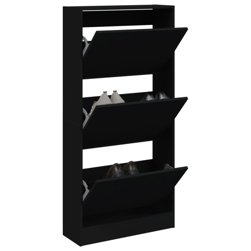 vidaXL Zapatero de madera de ingeniería negro 60x21x125,5 cm vidaXL Zapatero de madera de ingeniería negro 60x21x125,5 cm