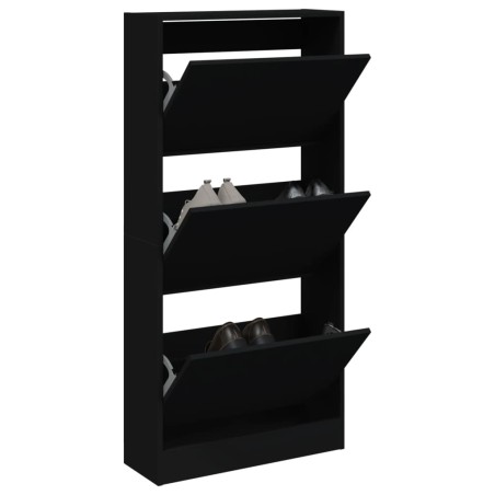 vidaXL Zapatero de madera de ingeniería negro 60x21x125,5 cm