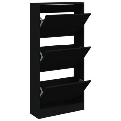 vidaXL Zapatero de madera de ingeniería negro 60x21x125,5 cm