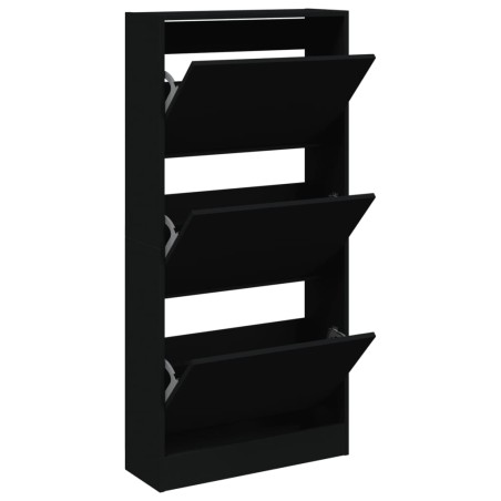 vidaXL Zapatero de madera de ingeniería negro 60x21x125,5 cm