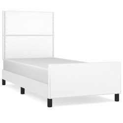 vidaXL Estructura de cama cabecero cuero sintético blanco 100x200 cm