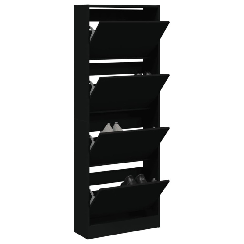 vidaXL Zapatero de madera de ingeniería negro 60x21x163,5 cm vidaXL Zapatero de madera de ingeniería negro 60x21x163,5 cm