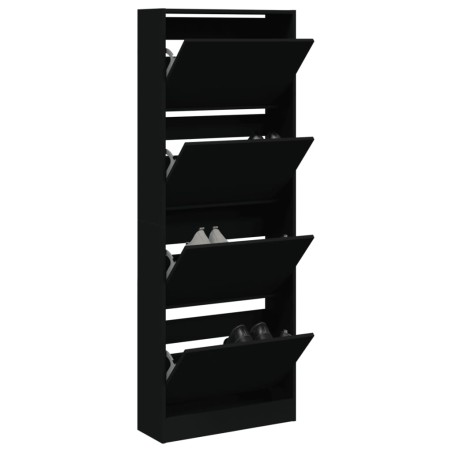 vidaXL Zapatero de madera de ingeniería negro 60x21x163,5 cm
