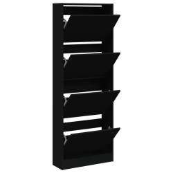 vidaXL Zapatero de madera de ingeniería negro 60x21x163,5 cm