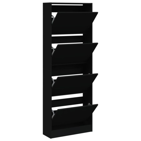 vidaXL Zapatero de madera de ingeniería negro 60x21x163,5 cm