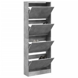 vidaXL Zapatero de madera de ingeniería gris hormigón 60x21x163,5 cm