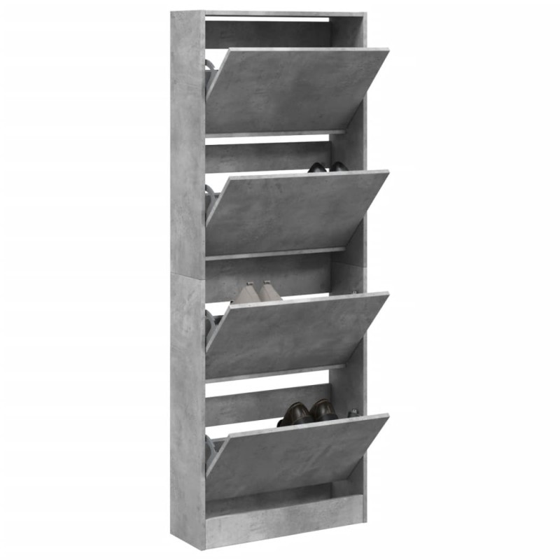 vidaXL Zapatero de madera de ingeniería gris hormigón 60x21x163,5 cm