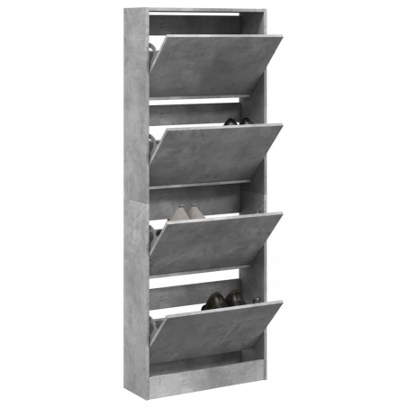 vidaXL Zapatero de madera de ingeniería gris hormigón 60x21x163,5 cm