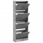vidaXL Zapatero de madera de ingeniería gris hormigón 60x21x163,5 cm